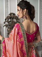 Peach Banarasi Silk Bridal Lehenga Choli